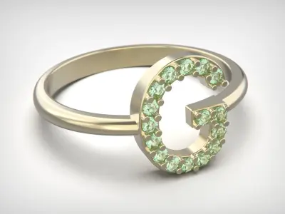 Ring with letter G 3D print model