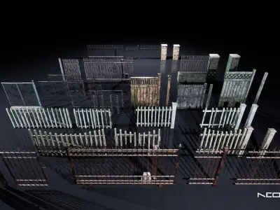Modular Fences Low-poly 3D model