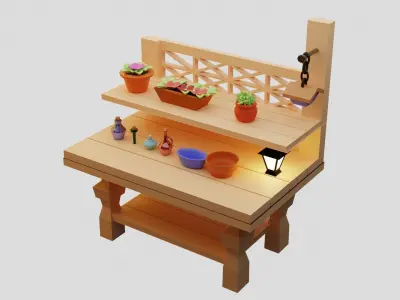 garden table Low-poly 3D model