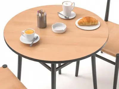  Coffee Shop Or Restaurant Table Set 3D Model 