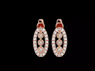 Light Minimalist Diamond Earrings 3D print model 4