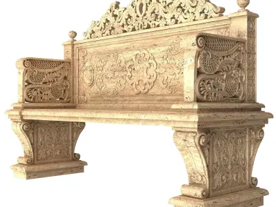 Stone Bench 05 Low-poly 3D model