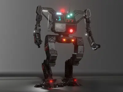 Cyberpunk mech Low-poly 3D model
