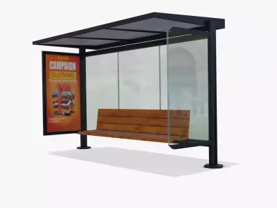 Bus stop Low-poly 3D model