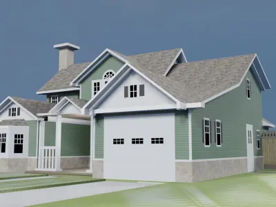 Craftsman House With a Pool and Garage  3D model