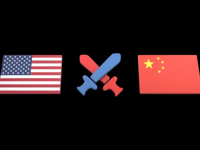 USA VS China War Icon v1 001 Low-poly 3D model