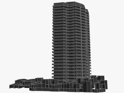 Spinnaker tall building Low-poly 3D model