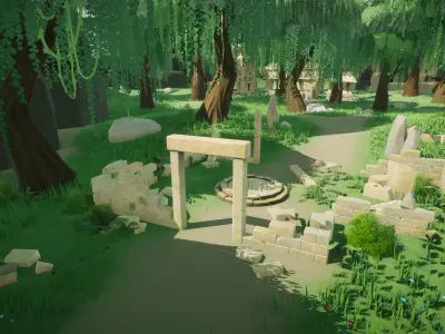 Stylized Ancient Ruins Environment Low-poly 3D model