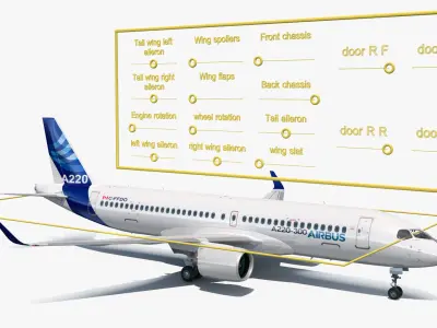  Airbus A220 300 Detailed Cabin Rigged 