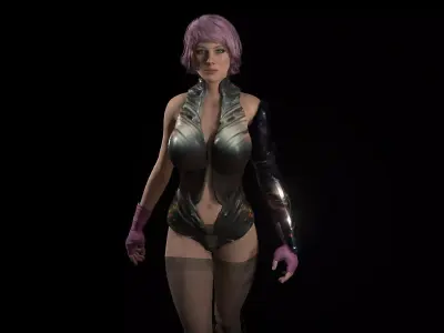 Cyberpunk Girl 2 Low-poly 3D model