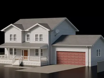 American Cottage House 4 Low-poly 3D model