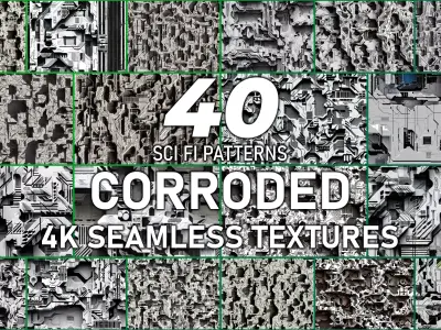 40 Seamless Sci-fi Patterns - CORRODED Texture