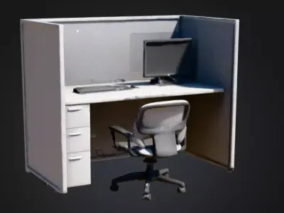 Office Workspace Cubicle  Low-poly 3D model