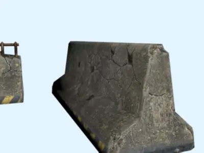 concrete barrier jersey old  Low-poly 3D model