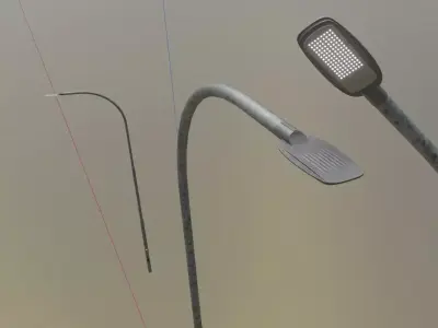Street Light 2 Galvanized F1 M2 K0 6000mm Low-poly 3D model