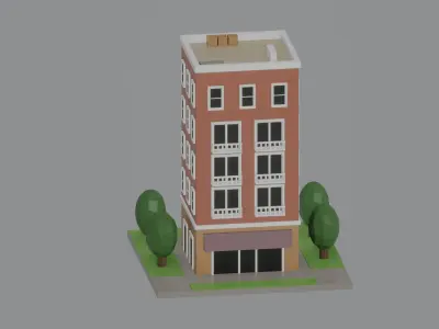 Low Poly Building Low-poly 3D model get