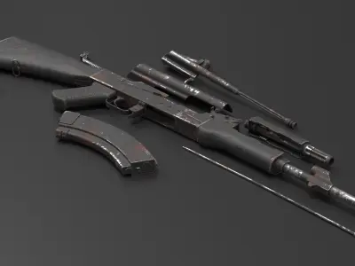  AK 47 Disassembled Rusty 