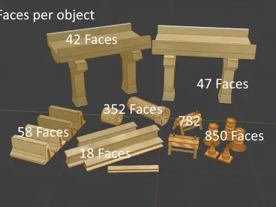 Street Asset Pack Low-poly 3D model