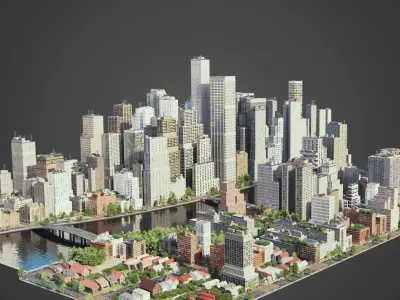 River City C4 Low-poly 3D model