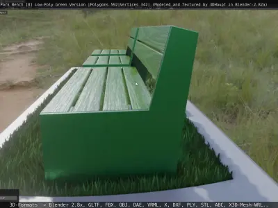 Park Bench -8- Green Version Low-poly 3D model