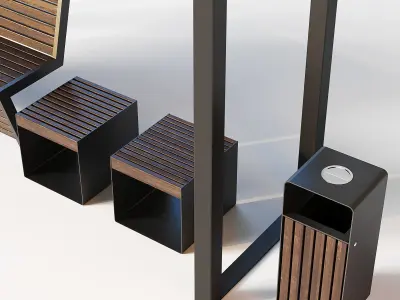 Improvement set bench pergola urn 3D model