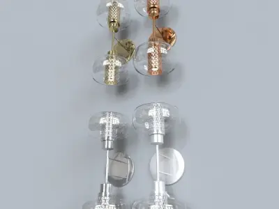 light 1 pair of glass and metal wall lights 3D model
