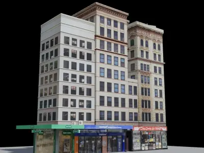 City Block building Low-poly 3D model