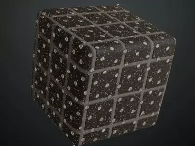 Black Rubber Tactile Paving Tiles PBR Seamless Texture