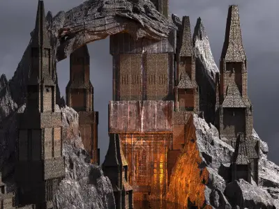 Drake Mining Cathedral Cliff range Kitbash 1 3D model