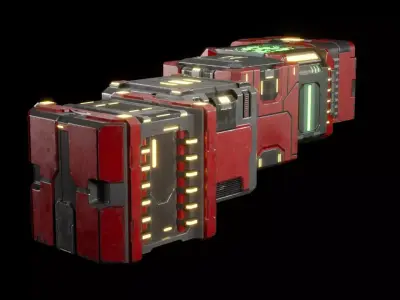 Scifi Containers Boxes Pack Low-poly 3D model