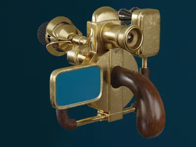 Retro vintage golden Live Stream Camera 3D model
