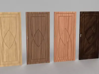 Door 5 four glass doors in row 3D model