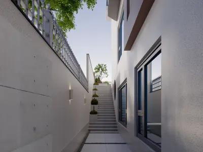 Modern villa architecture garden courtyard landscape 3D model