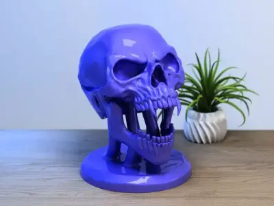 Scream skull Headphone Stand Cyborg Headset Stand 3D print model