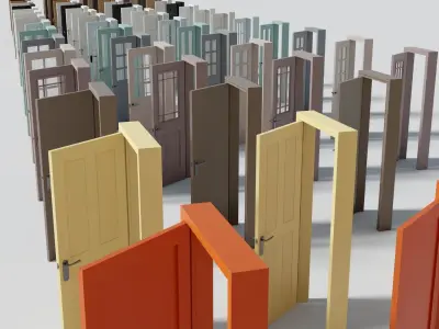 Door Collection - 80 unique Interior 3D models Including Frames Low-poly 3D model
