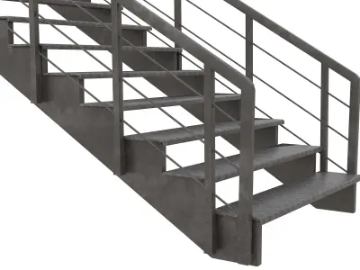 Industrial Stair Low-poly 3D model