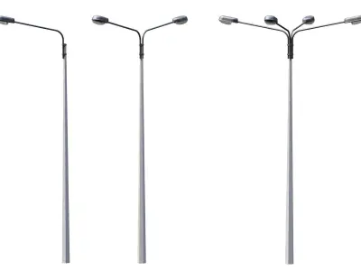 Collection Road Street Lights  Low-poly 3D model