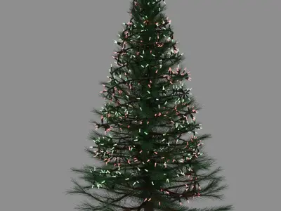 Realistic Christmas Tree with Lights  Low-poly 3D model