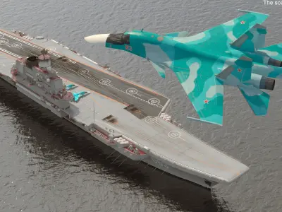  Russian Aircraft Carrier Kuznetsov with Jet Rigged 