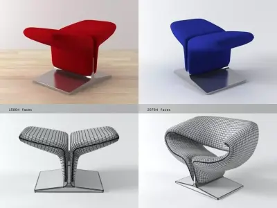 Ribbon chair with stripes 3D model