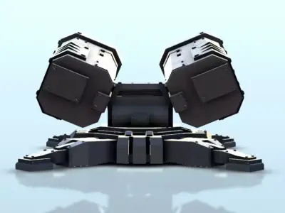 Double missile launcher turret 3  supported version - Future Sci 3D print model