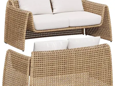 Rattan Wicker Sofa Mesa Outdoor Sofa 3D model