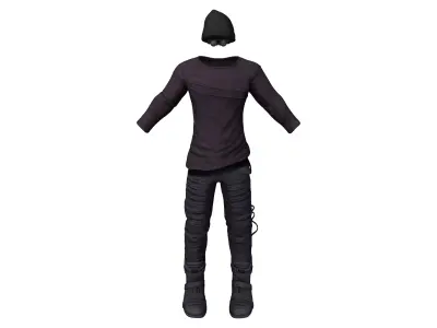 Men Rebel Dystopian Full Outfit Low-poly 3D model