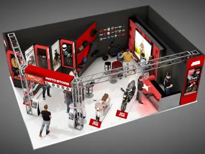moto store exhibition stand 3D model