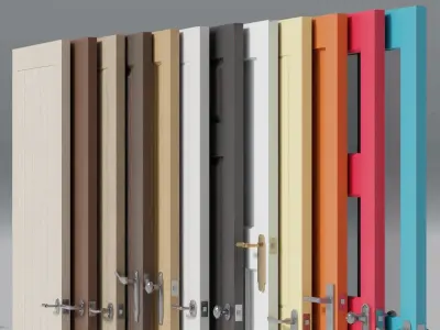 Door Collection - 80 unique Interior 3D models Including Frames Low-poly 3D model