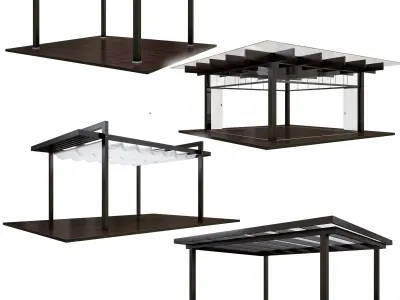 Pergolas two with canopy 3D model