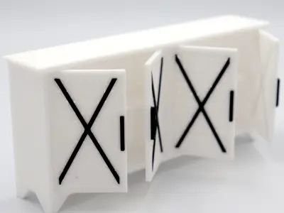 Living room cabinet with functional doors and shelves  3D print model