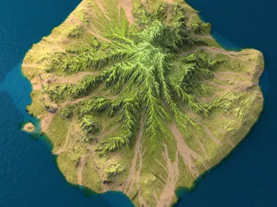 Tropical Island Terrain 7 Low-poly 3D model