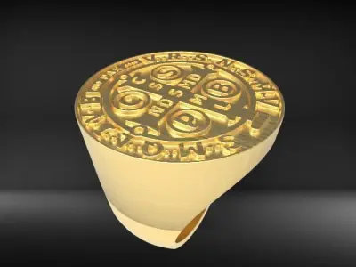 St Benedict Exorcism Ring Christian Catholic Jewelry 3D print model