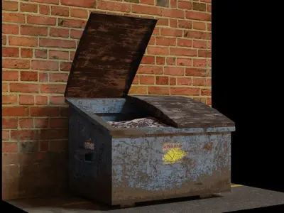 Old Dumpster Low Poly Rusted Low-poly 3D model